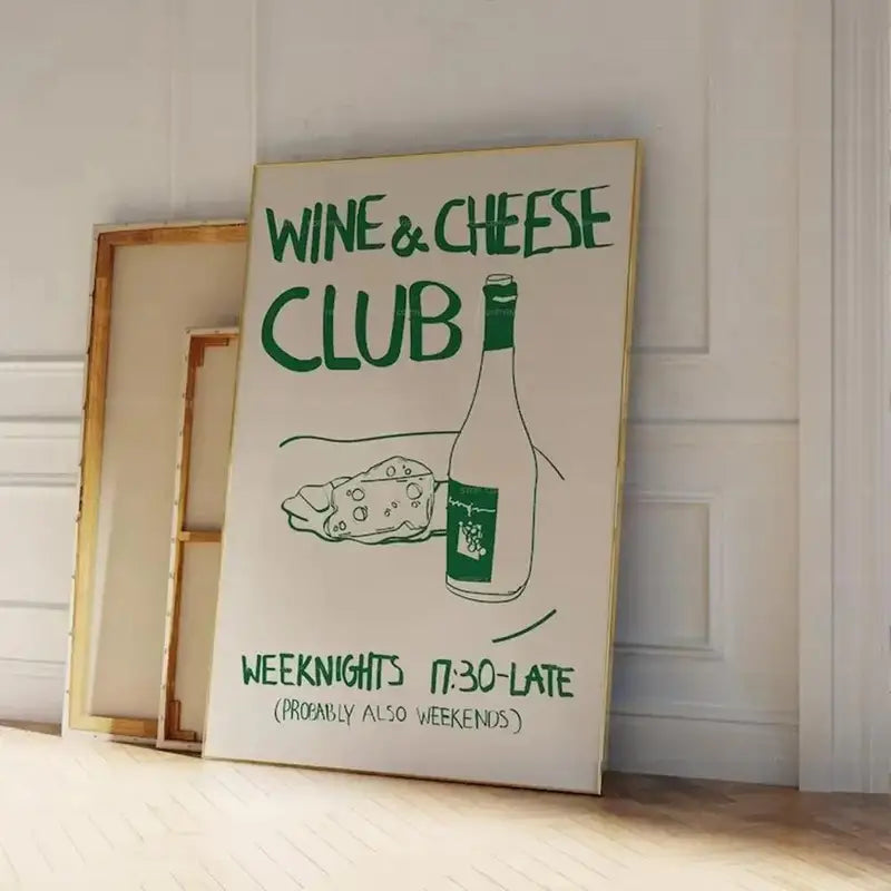 Weeknights Wine & Cheese Club Canvas Poster - HUS & CO.